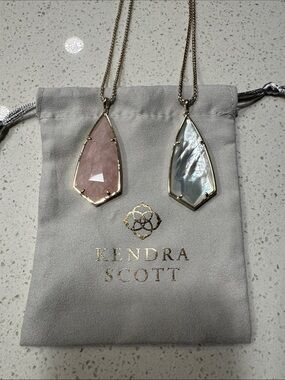 BOGO Kendra Scott Duo Pendant Necklaces - Rose Pink & Iridescent White